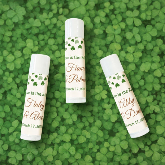 Irish Shamrock Confetti Personalized Lip Balm Favors (Set of 12)
