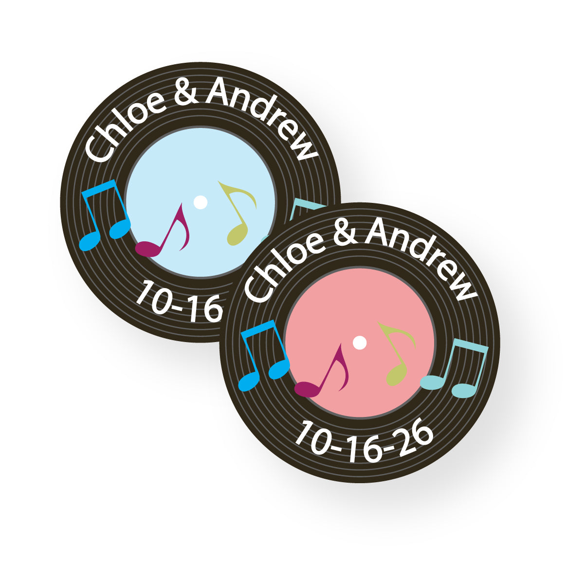 Record Vinyl  Personalize Classic Round Sticker, Set of 20