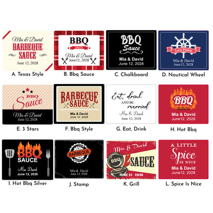 Barbecue Personalized Empty Bottle BBQ Sauce Favors, Set of 12