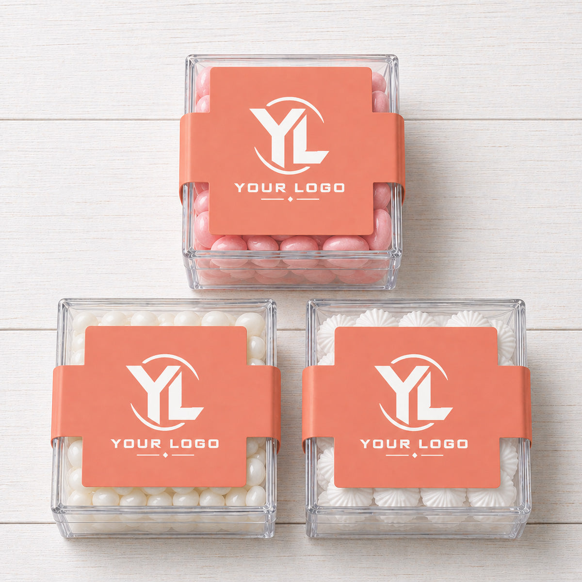 Logo Personalized Clear Acrylic Cube Favor Box (Set of 10)