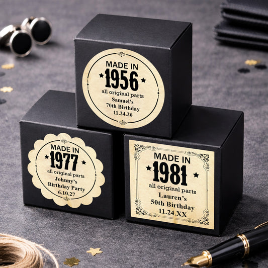 Made In Year All Original Parts Personalized Favor Labels (Set of 24)