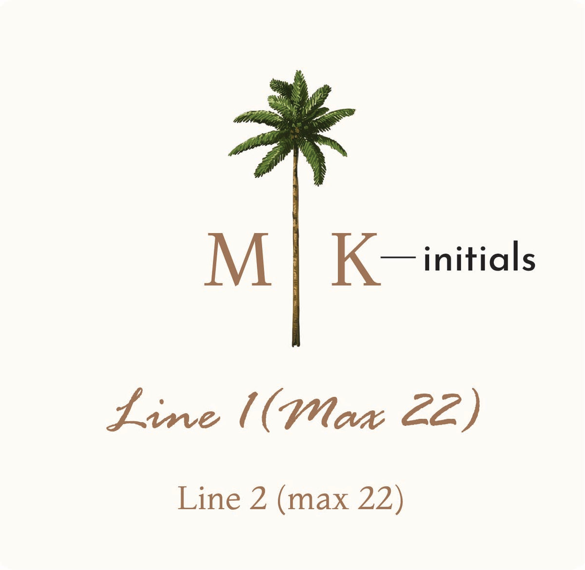 Palm Tree Monogram Personalized Water Bottle Labels (Set of 12)
