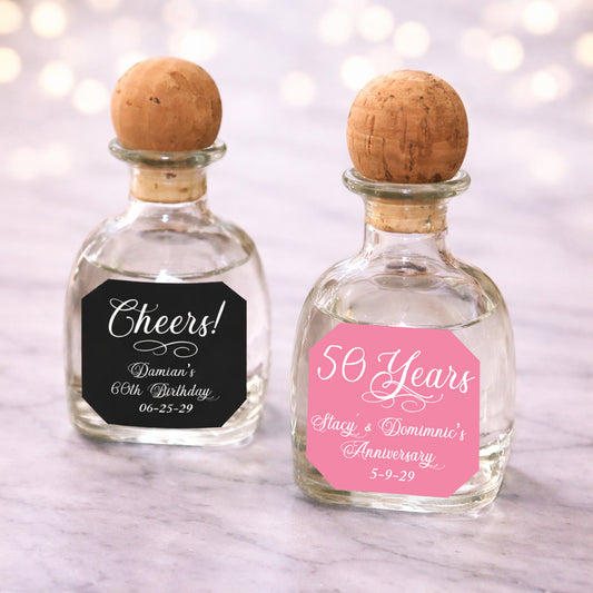Mini Patron Bottle Personalized Labels – Wedding, Birthday & Bridal Shower Stickers (Set of 16)