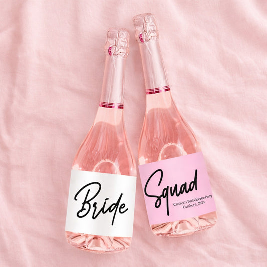 Bride and Squad Personalized Champagne Labels, Set of 12