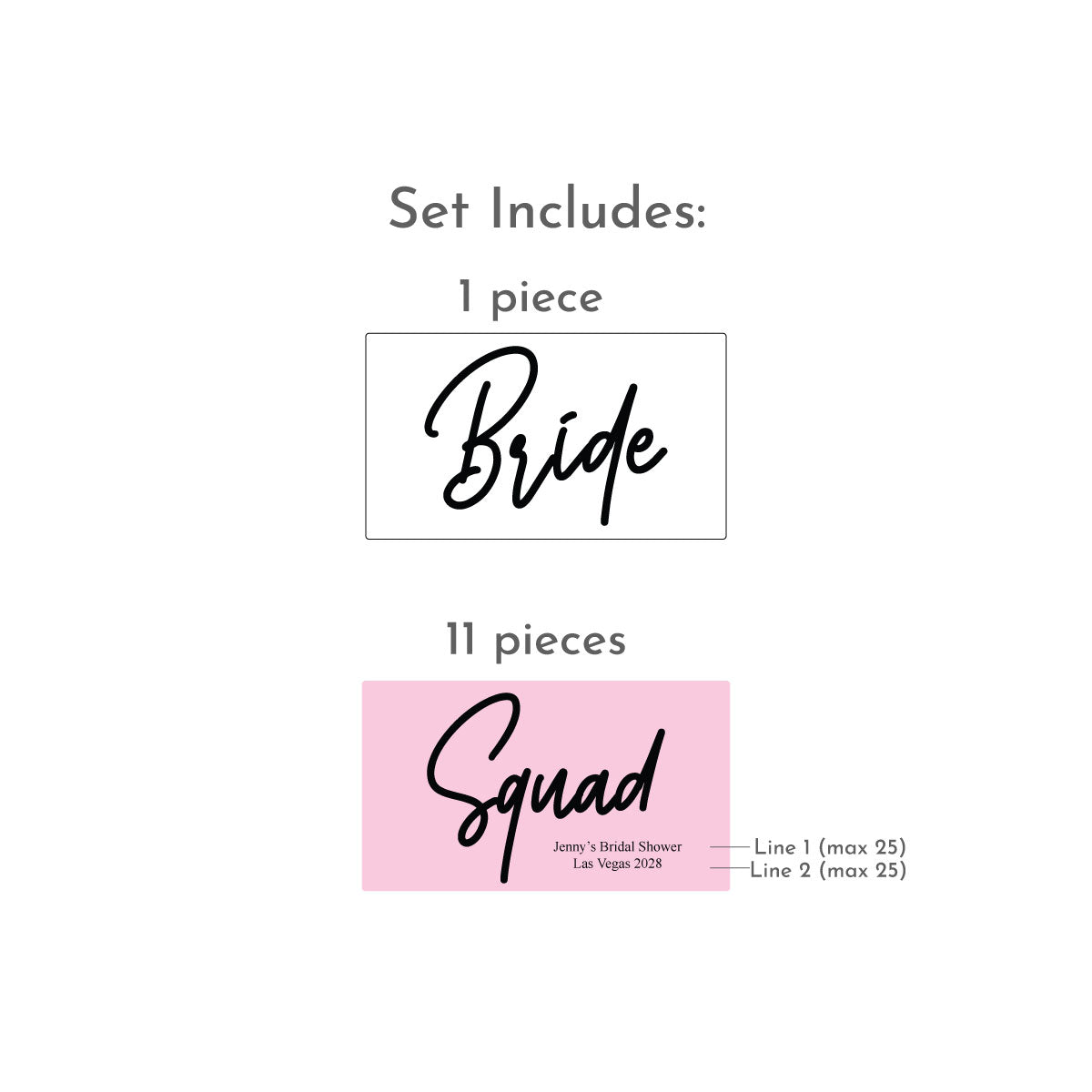 Bride and Squad Personalized Champagne Labels, Set of 12