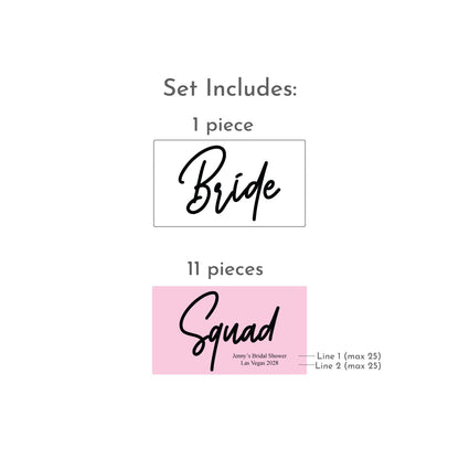 Bride and Squad Personalized Champagne Labels, Set of 12