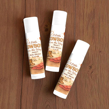 A Little Baby on the Way Wild West Rodeo Personalized Lip Balm Favors (Set of 12)