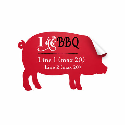Pig Shaped I Do BBQ Personalized Die-Cut Favor Labels (Set of 24)