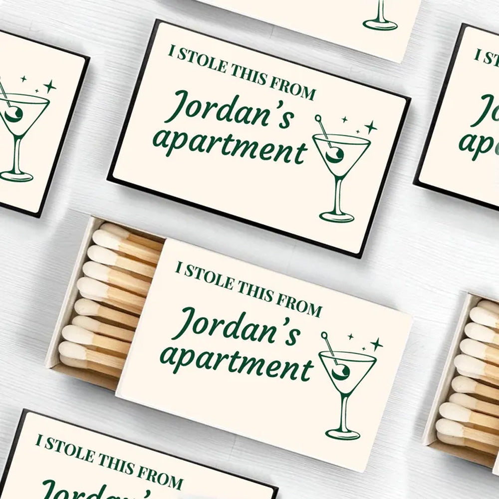 I Stole this From Apartment Personalized Matchboxes, Birthday Party Favors (Set of 50)