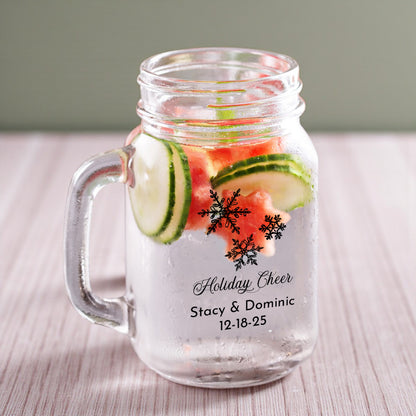 Snowflakes Personalized Mason Glass Mug (Set of 18)