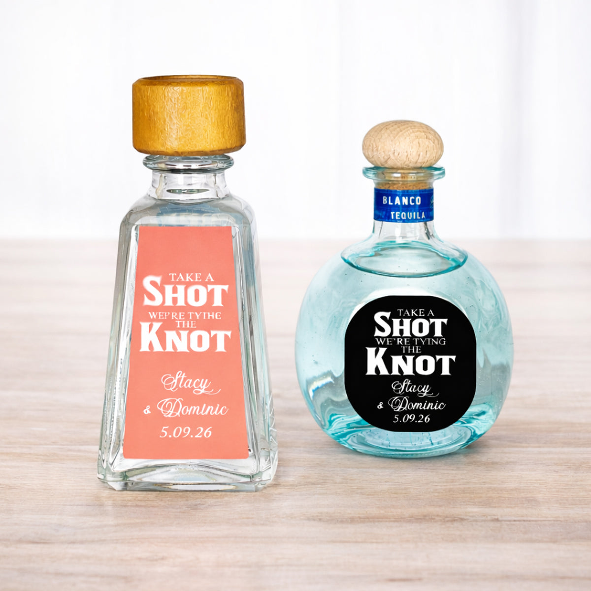 Take A Shot We're Tying the Knot Personalized Labels For Don Julio or 1800 Silver Tequila (Set of 16)