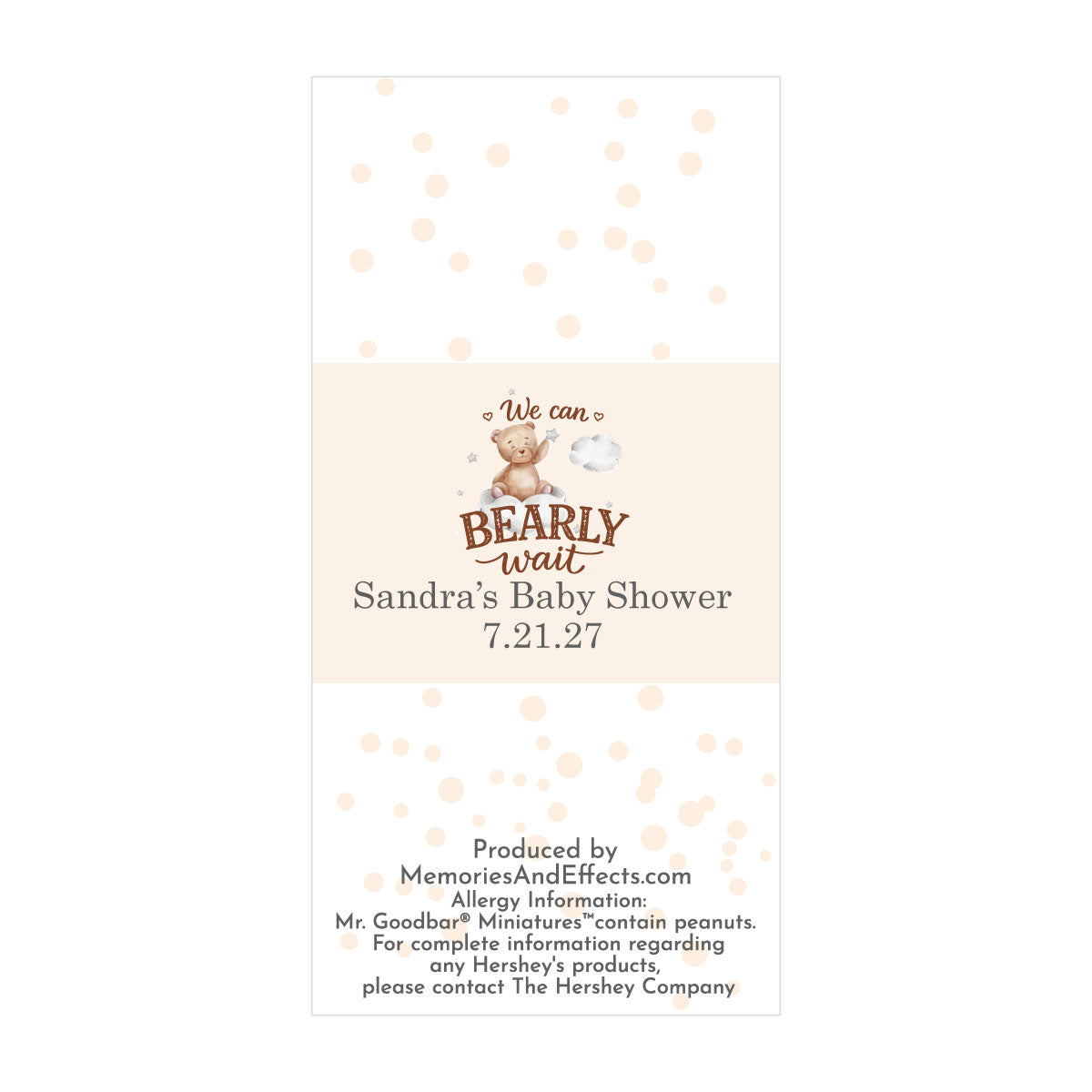 We Can Bearly Wait Personalized Chocolate Hershey's Miniatures (Set of 40)