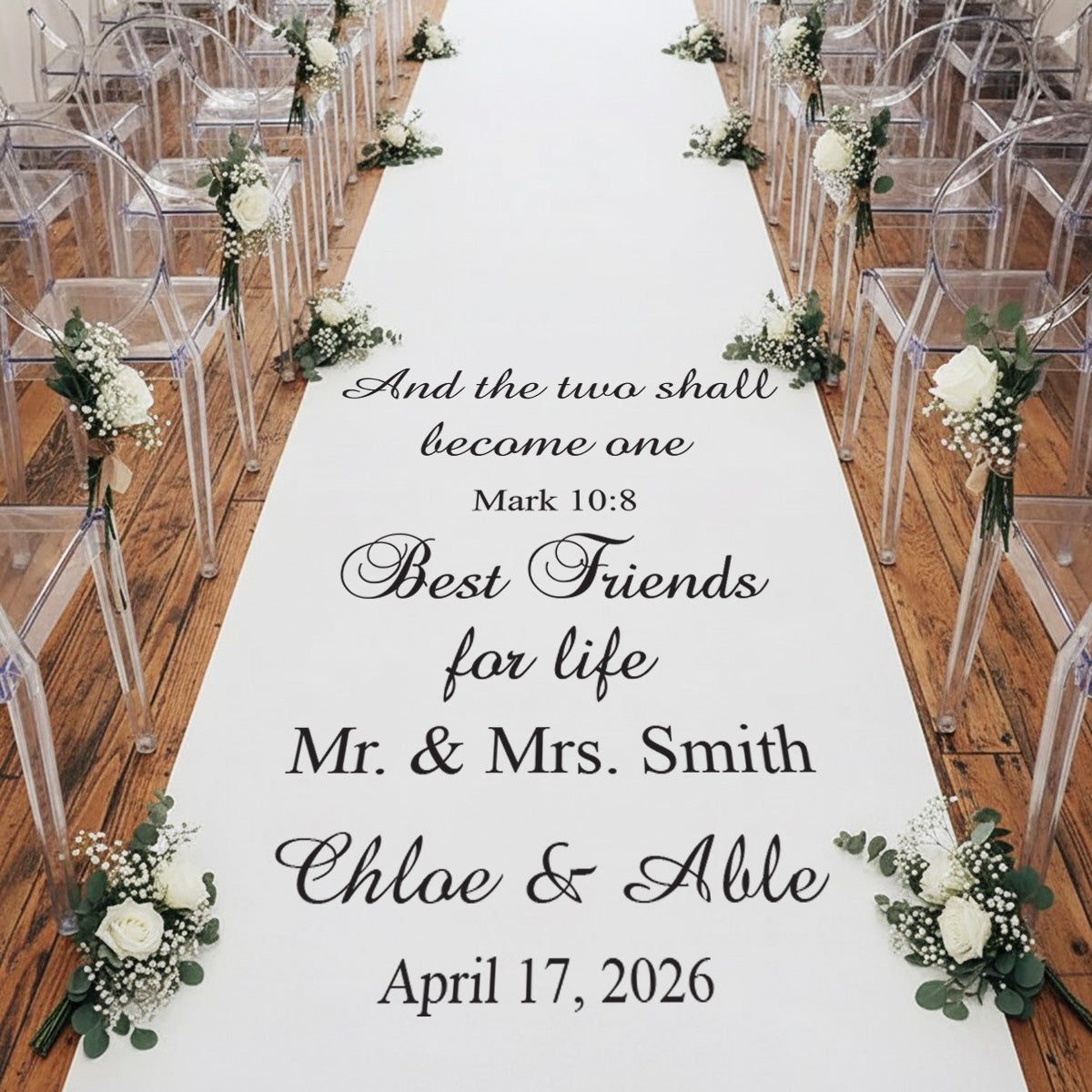 And the Two Shall Become One Personalized Wedding Aisle Runner