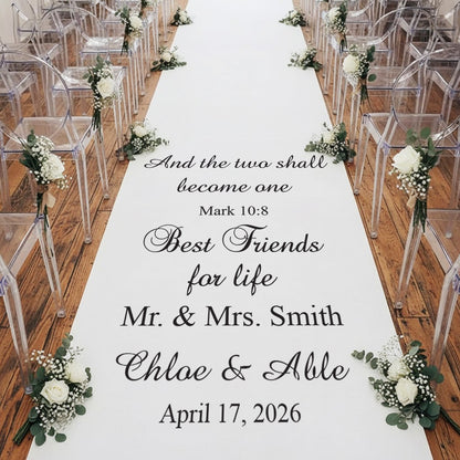And the Two Shall Become One Personalized Wedding Aisle Runner