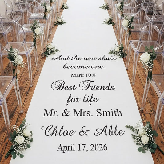 And the Two Shall Become One Personalized Wedding Aisle Runner