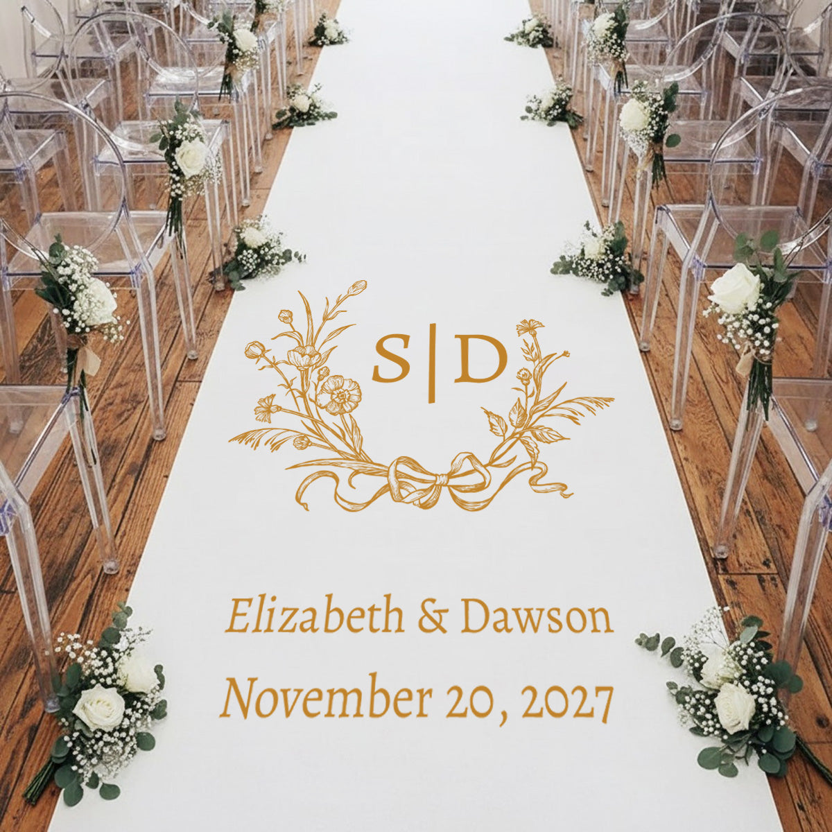 Initials Personalized Wedding Aisle Runner