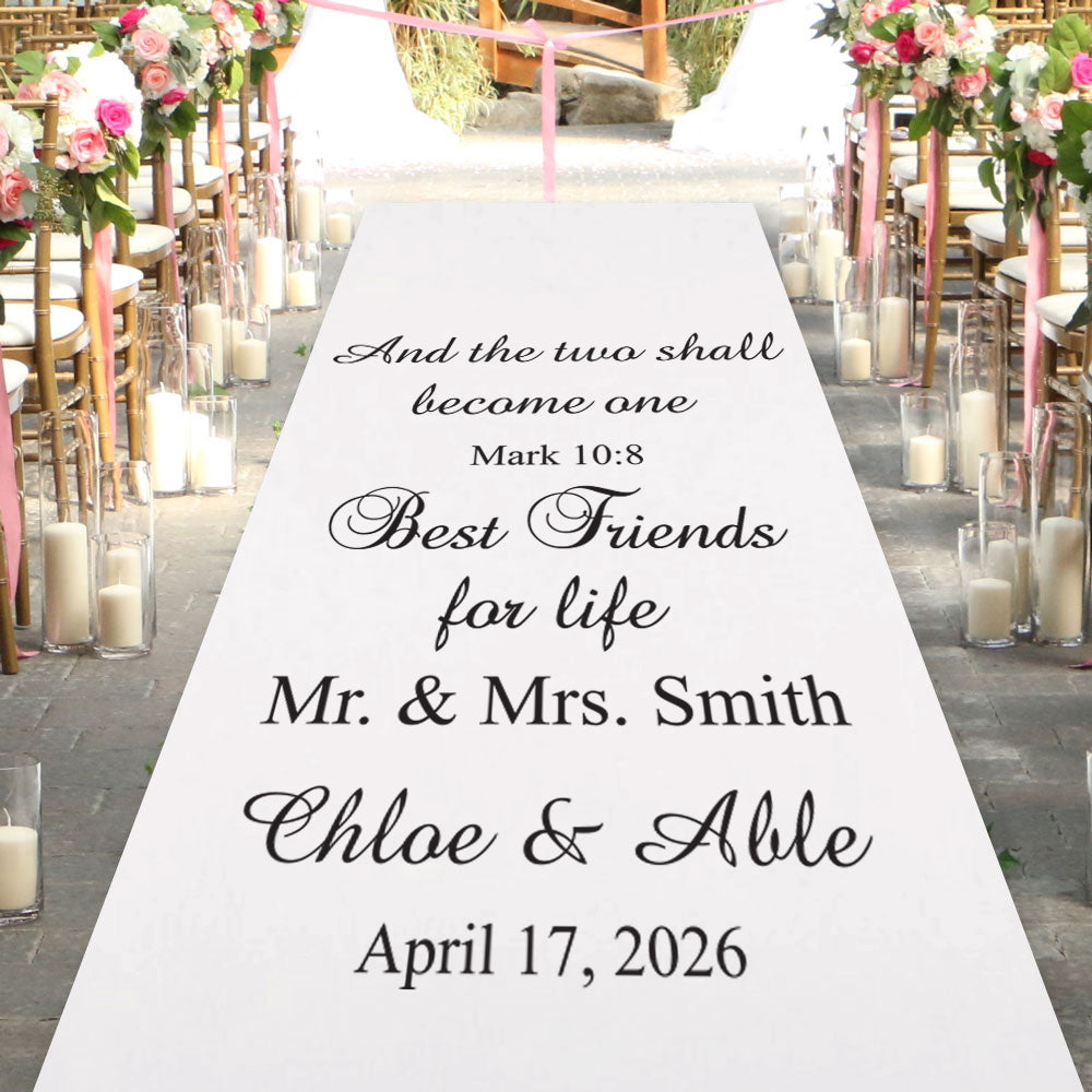 And The Two Shall Become One Best Friends Personalized Wedding Aisle Runner