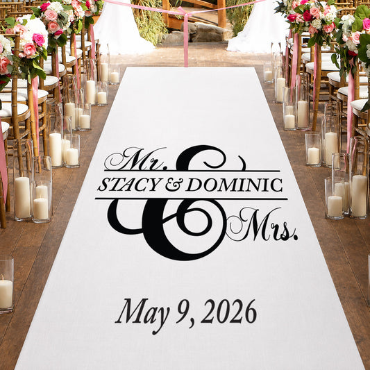Mr and Mrs Personalized Wedding Aisle Runner