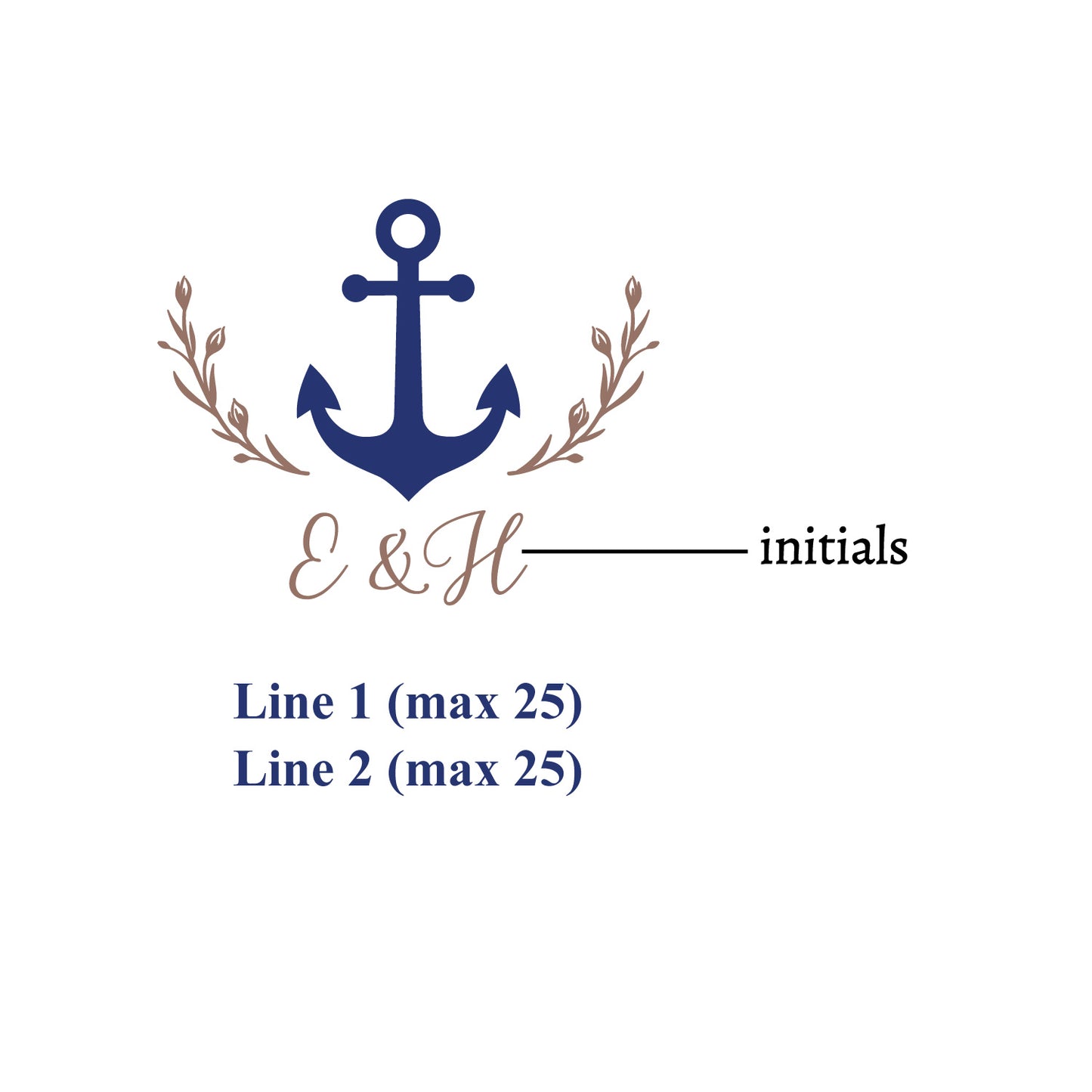Anchor Initial Personalized Wedding Aisle Runner