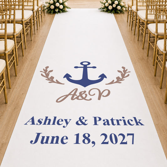 Anchor Initial Personalized Wedding Aisle Runner