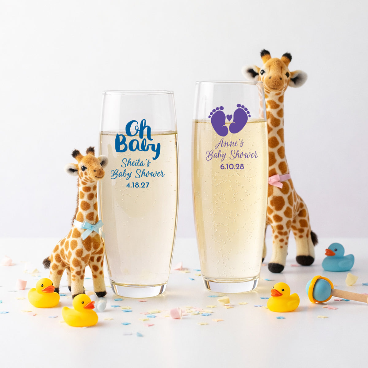 Baby Shower Personalized 9 oz. Stemless Champagne Glass (Set of 24)