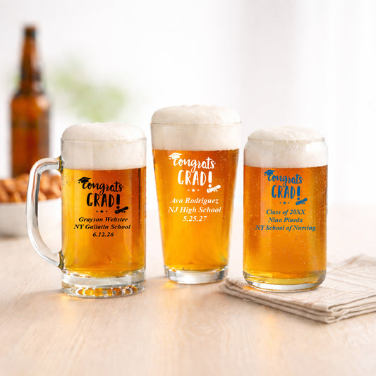 Congrats Grad Personalized Pint Beer Glass (Set of 18)