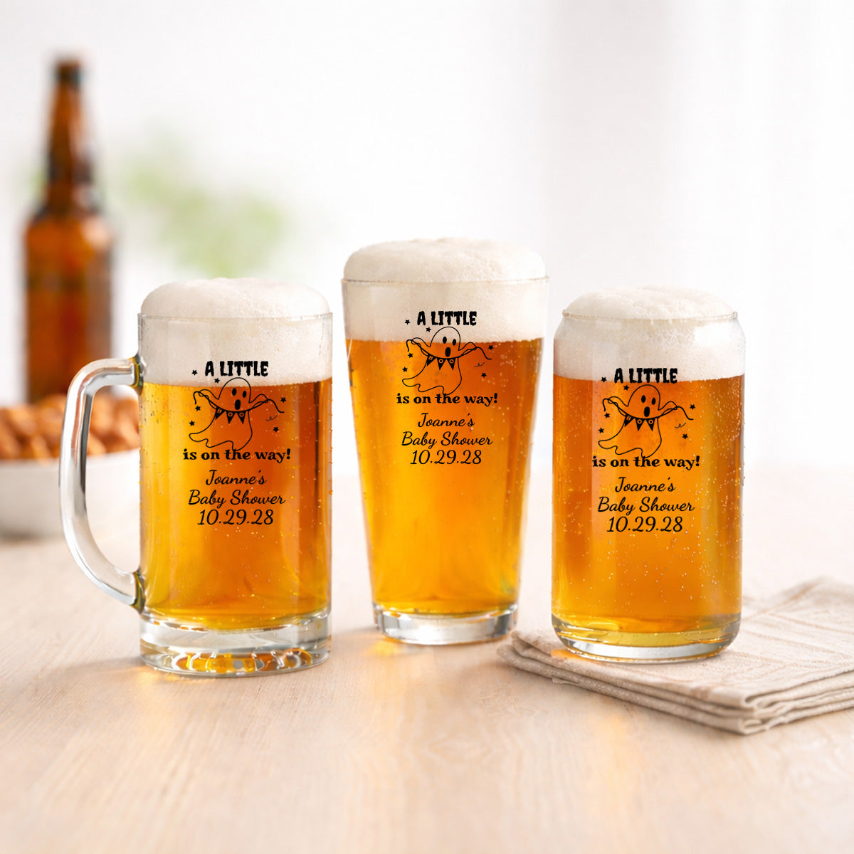 Happy Hanukkah Personalized Pint Beer Glass (Set of 18)