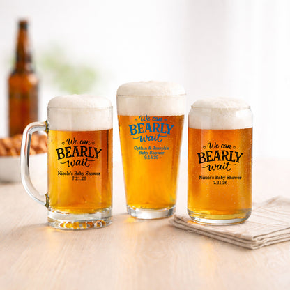 We Can Bearly Wait Personalized Beer Glass (Set of 18)