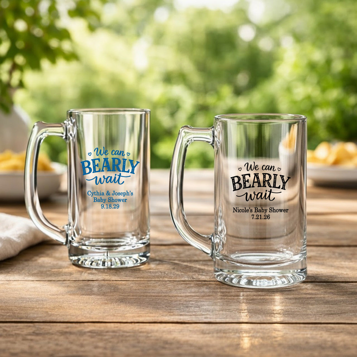 We Can Bearly Wait Personalized Beer Glass (Set of 18)