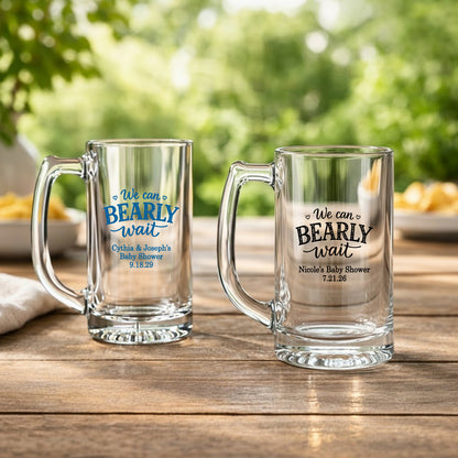 We Can Bearly Wait Personalized Beer Glass (Set of 18)