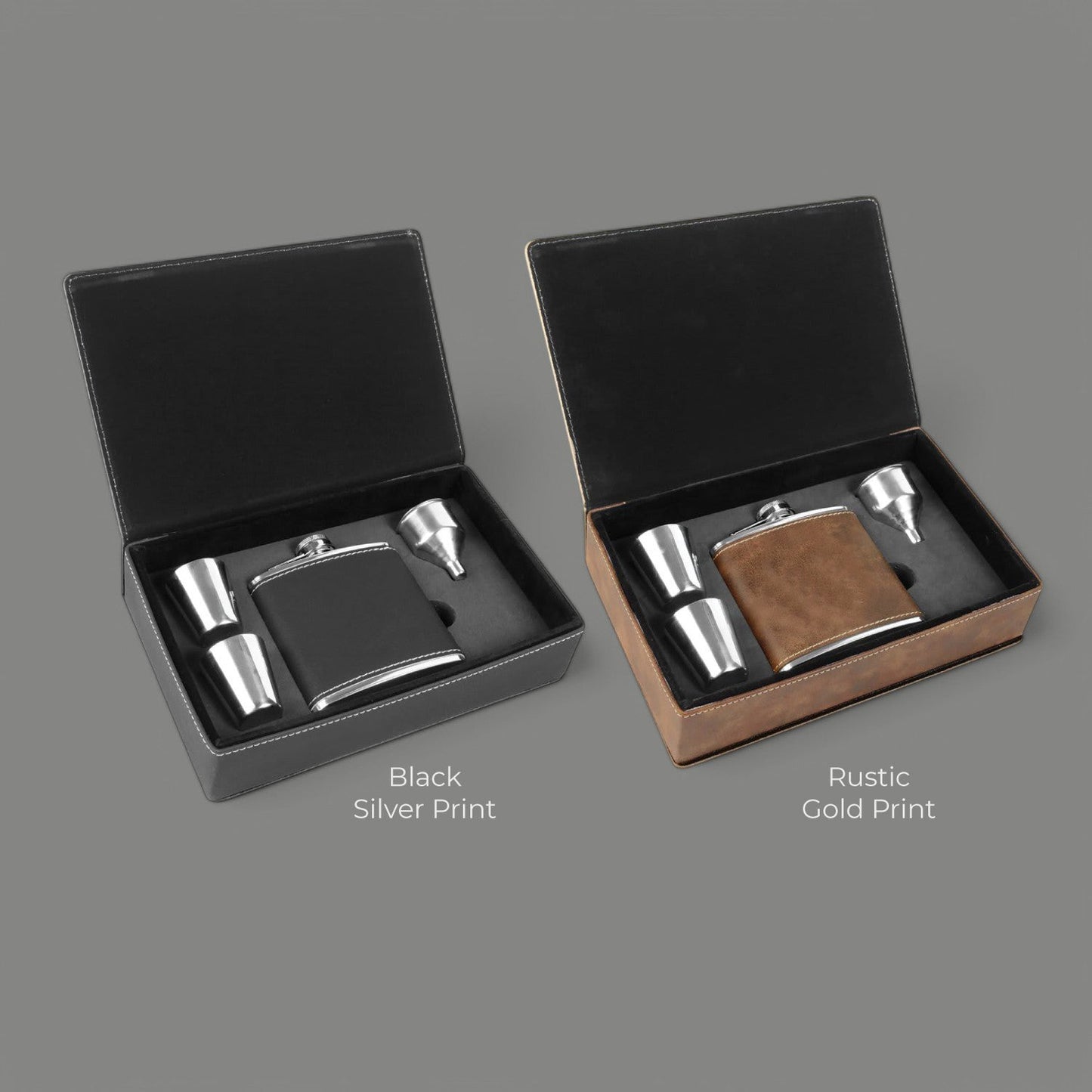 Football Personalized Leather Flask Set