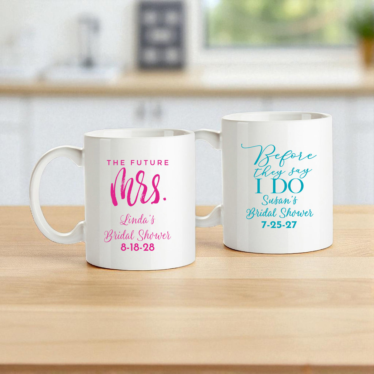 Bridal Shower Personalized White Ceramic Coffee Mug (Set of 12)
