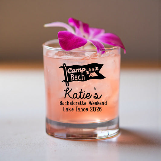 Camp Bach Personalized Whiskey Rocks Glass (Set of 24)