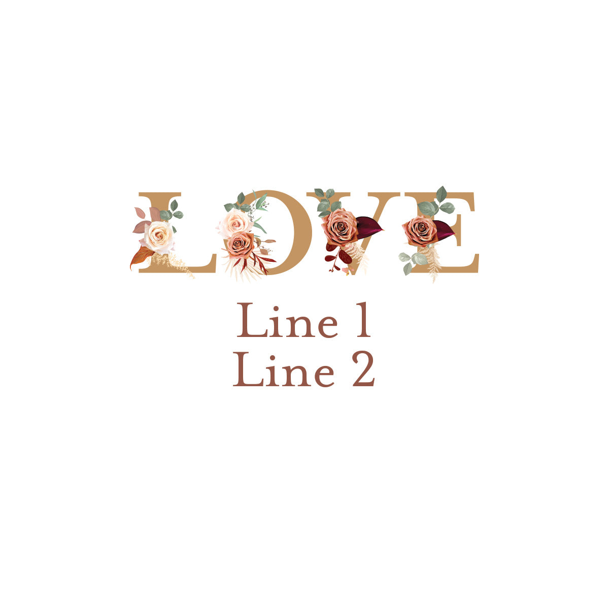 Floral LOVE Personalized White Ceramic Coffee Mug (Set of 12)