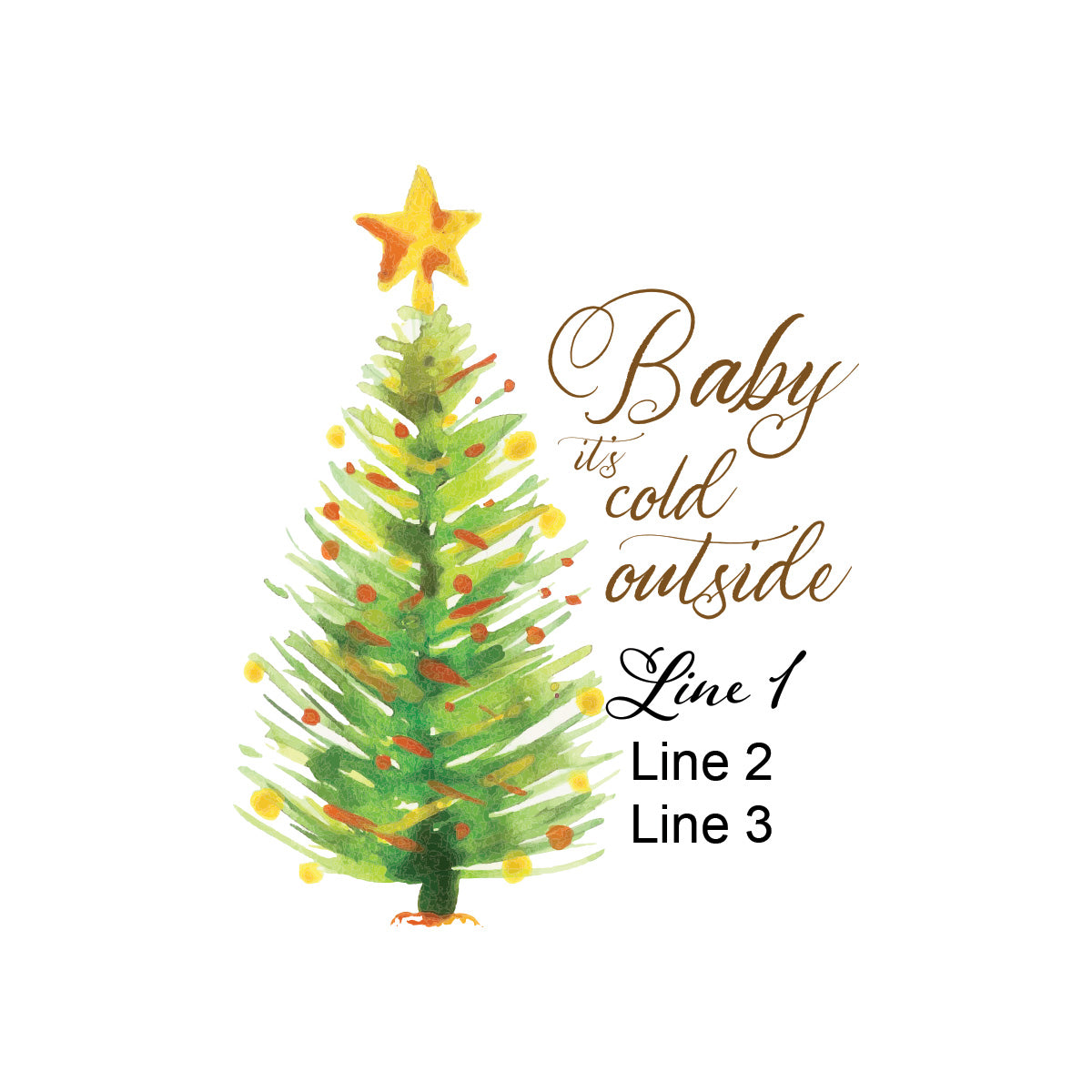 Baby It's Cold Outside Xmas Tree Personalized White Ceramic Coffee Mug (Set of 12)