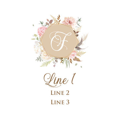 Flower Initial Personalized Wine Labels (Set of 12)