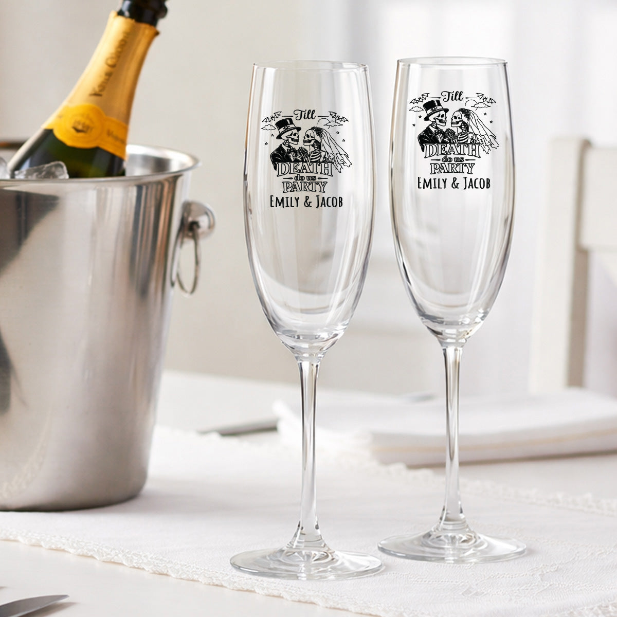 Till Death Do Us Part Personalized Champagne Glass (Set of 24)