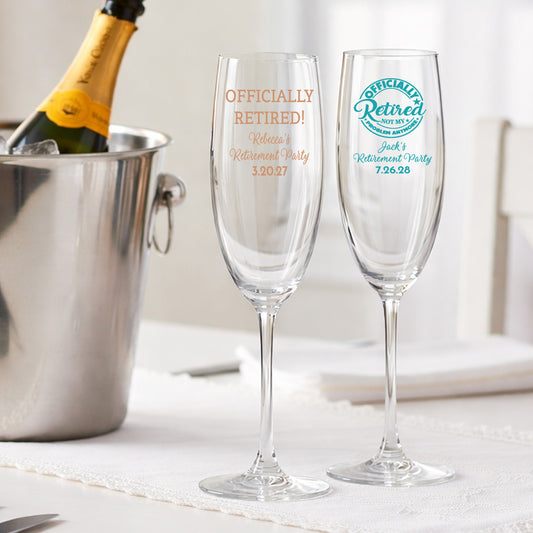 Retirement Personalized Champagne Glass (Set of 24)