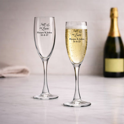Fall In Love Personalized Champagne Glass (Set of 24)