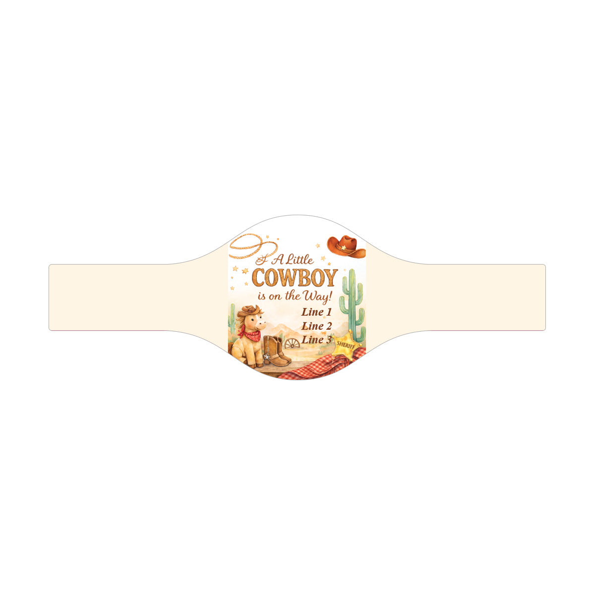 A Little Cowboy is on the Way Wild West  Personalized Cigar Labels (Set of 15)