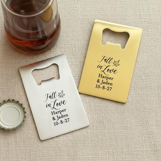 Fall In Love Personalized Gold Credit Card Bottle Opener (Set of 24)