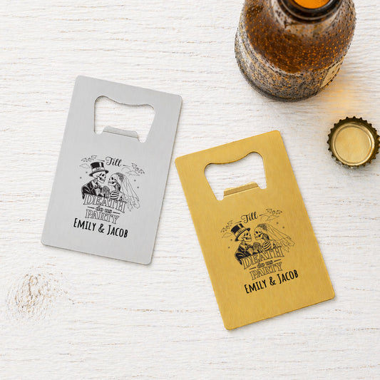Till Death Do Us Part Personalized Credit Card Bottle Opener (Set of 24)