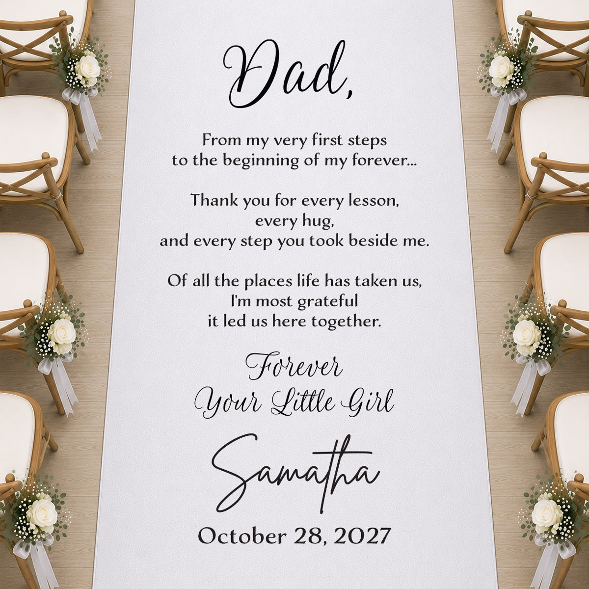 Dad From My First Steps to My Forever Personalized Wedding Aisle Runner