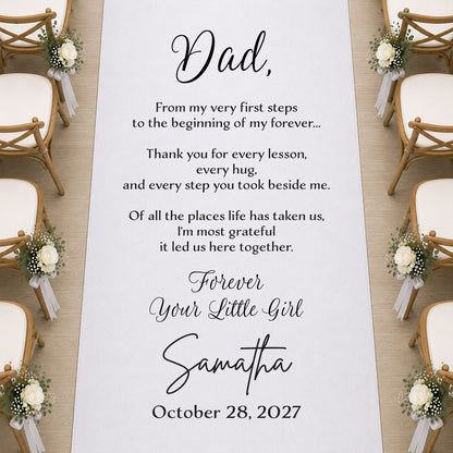 Dad From My First Steps to My Forever Personalized Wedding Aisle Runner