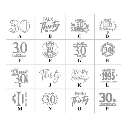 30th Birthday Personalized Mason Glass Mug (Set of 18)