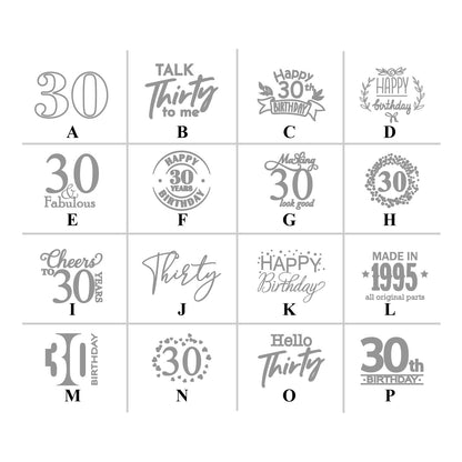 30th Birthday Personalized Water Bottle Labels (Set of 12)