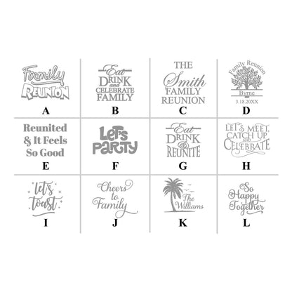 Family Reunion Personalized Mason Glass Mug (Set of 18)