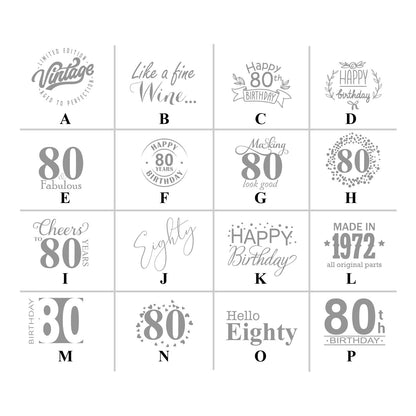 80th Birthday Personalized Loop Sanitizer Labels (Set of 20)