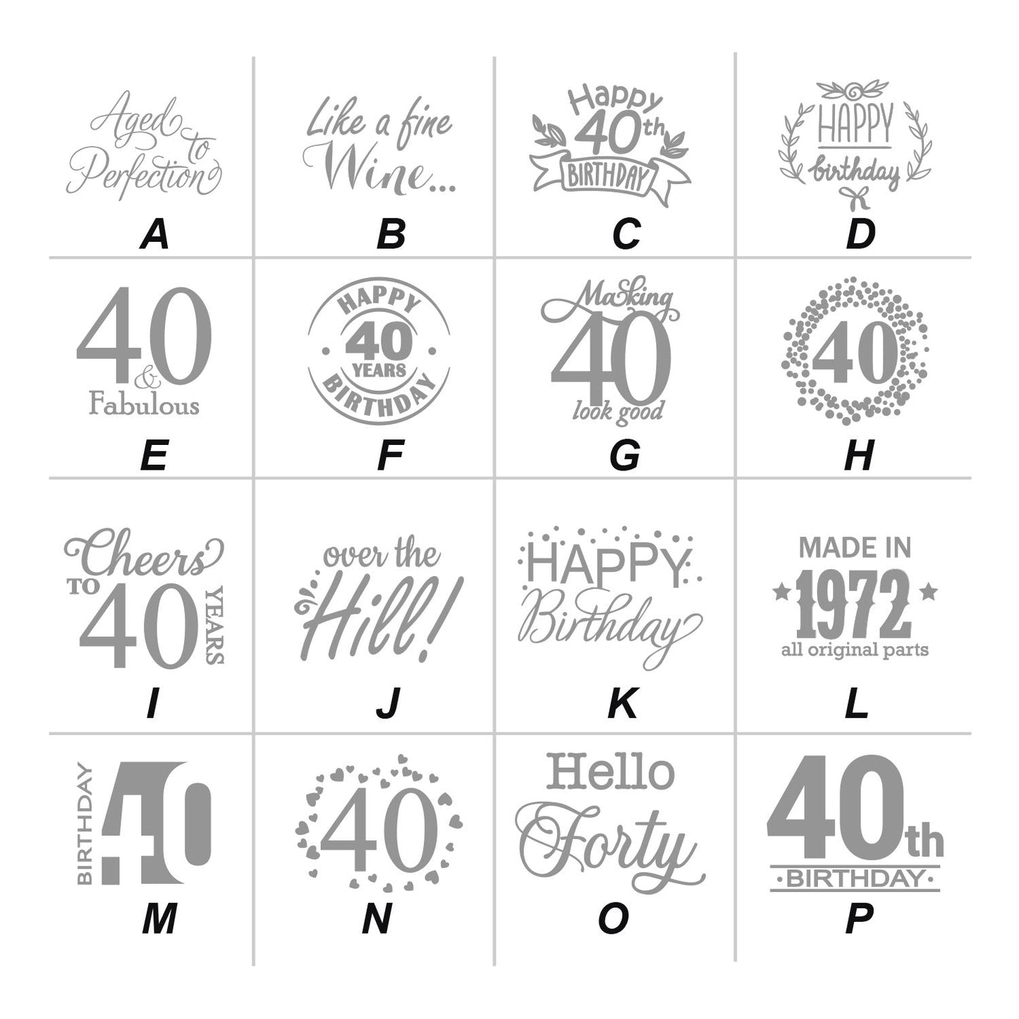 40th Birthday Personalized Champagne Glass (Set of 24)