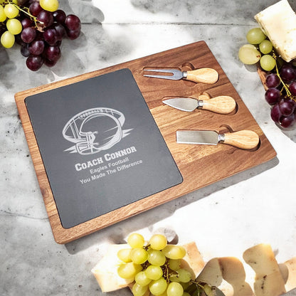 Football Personalized Slate & Wood Cheese Board